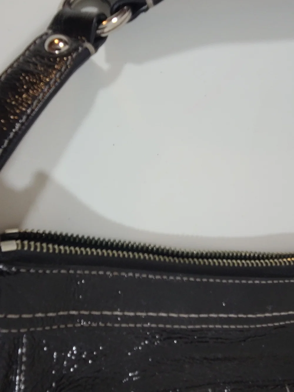 Coach Vintage Black Patent Leather Hobo Shoulder Bag with Silver Hardware